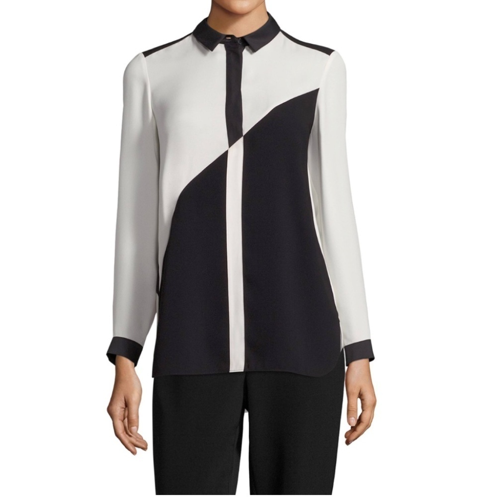 Lafayette 148 New York Silk Colorblock Blouse – Size 8 - Picture 2 of 9